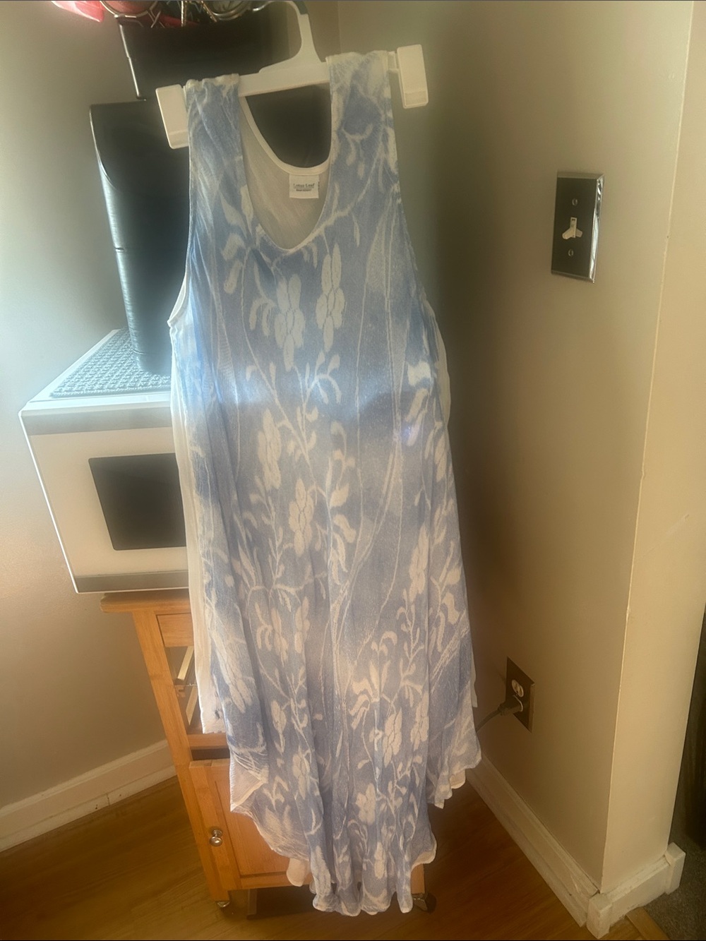 Sleeveless Light Blue Floral Maxi Dress